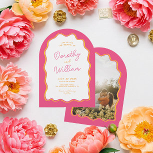 Arch Squiggly Bright and Colourful Wedding Invitation