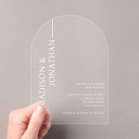 Arch Stacked Names Modern Elegant Clear Wedding