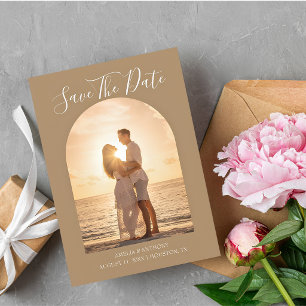Arch Sunset Beach Modern Couple Photo Wedding Save The Date