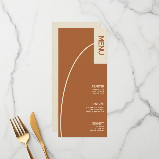 Arch Tan Terracotta Wedding Menu (Front/Back In Situ)