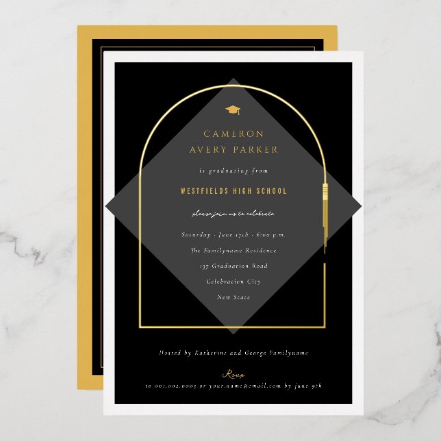 Arch Tassels Minimalist Frame Photo Graduate Party (Front/Back)