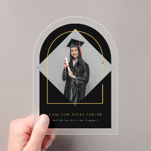 Arch Tassels Minimalist Frame Photo Graduation Acrylic Invitations