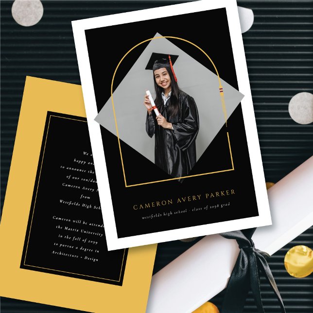Arch Tassels Minimalist Frame Photo Graduation Announcement (Arch Tassels Minimalist Frame Photo Graduation Announcement | fatfatin @ zazzle.com/color_therapy)