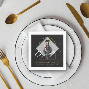 Arch Tassels Minimalist Frame Photo Graduation Napkin