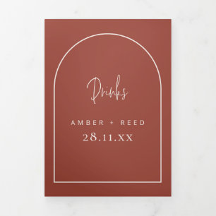 Arch Terracotta & Cream Drinks Menu for Wedding
