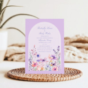 Arch Watercolor Floral Butterfly Baby Shower Invitation
