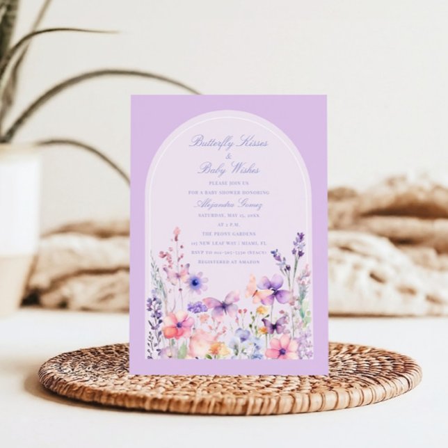 Arch Watercolor Floral Butterfly Baby Shower Invitation (Creator Uploaded)