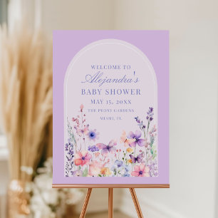 Arch Watercolor Wildflower Butterfly Baby Shower Poster