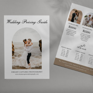 Arch Wedding Photography Session Price Sheet