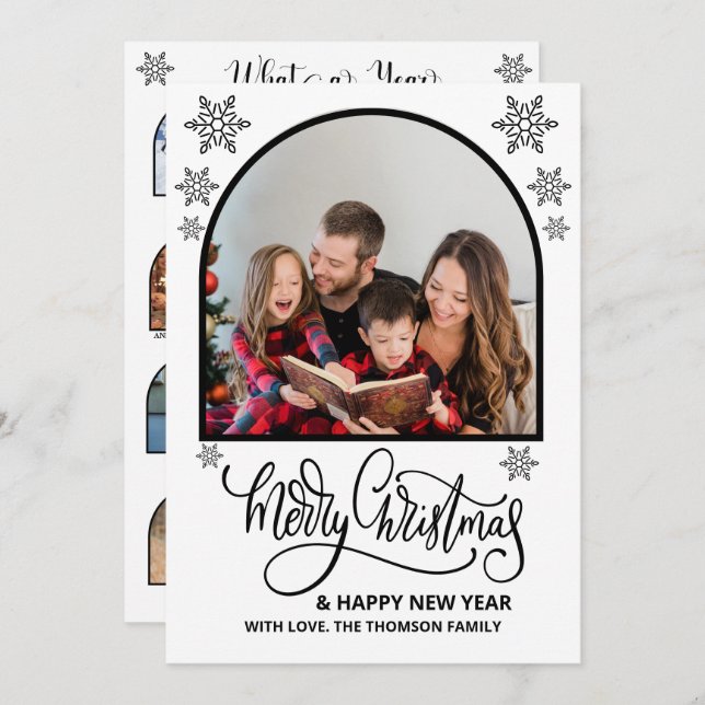 Arch What a Year in Review Photos Merry Christmas Card (Front/Back)