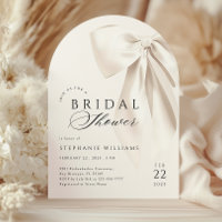 Arch White Elegant Bow Bridal Shower Invitation