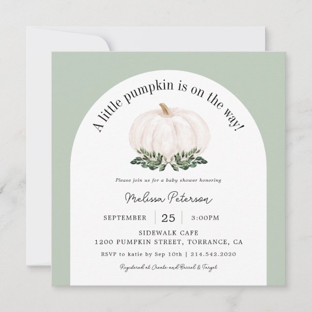 Arch White Pumpkin Fall Baby Shower Square Invitat Invitation (Front)