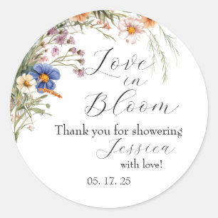 Arch Wildflower "Love in Bloom" Bridal Shower Invi Classic Round Sticker