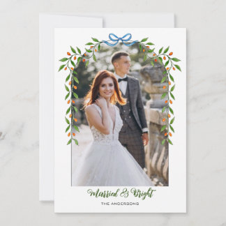 Arch with Bow & Garland Christmas Photo  Announcement