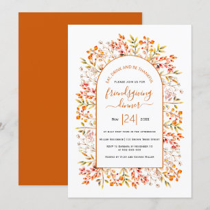Arch with eaves and berries orange Friendsgiving Invitation