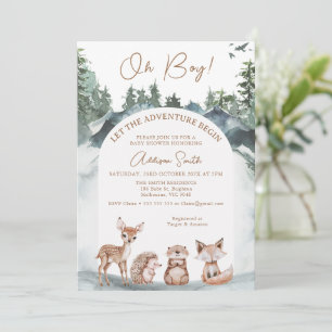 Arch Woodland Let the Adventure Begin Baby Shower Invitation