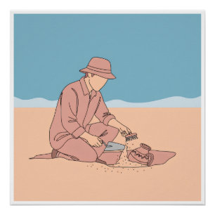 Archaeologist simple one line art continuous Poster