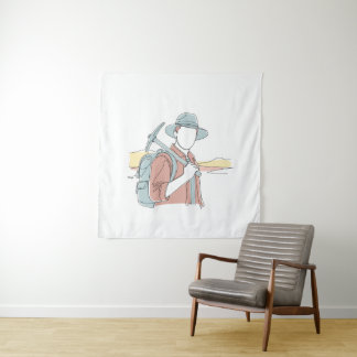 Archaeologist simple one line art continuous Tapestry