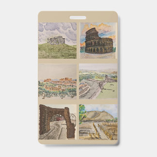 Archaeology around the world travel tag ID badge