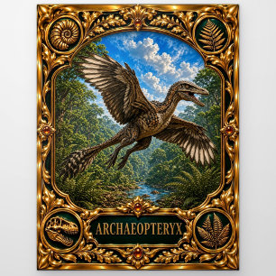 Archaeopteryx, Jewelled Heirloom Art Postcard