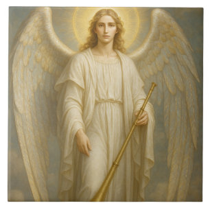 Archangel Gabriel – Divine Messenger of Light Ceramic Tile