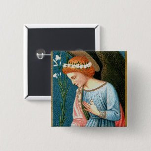 Archangel Gabriel, Lippi’s Annunciation (Detail) 15 Cm Square Badge