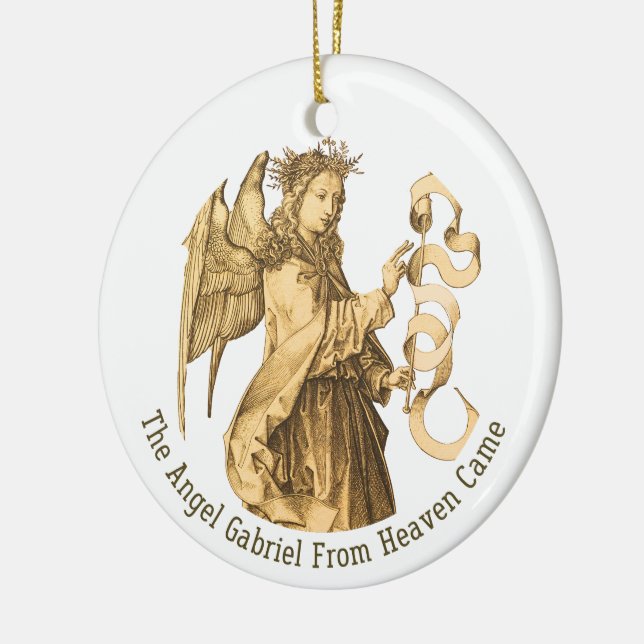 Archangel Gabriel Renaissance Art Gold Silver Ceramic Ornament (Left)