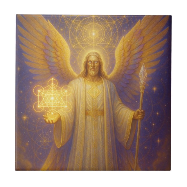 Archangel Metatron – Guardian of Sacred Wisdom Ceramic Tile (Front)