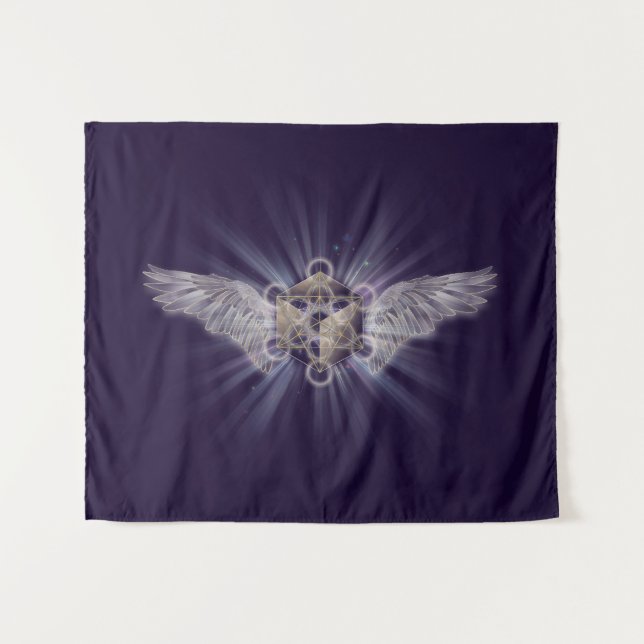 Archangel Metatron - Metatron's Cube Tapestry (Front (Horizontal))