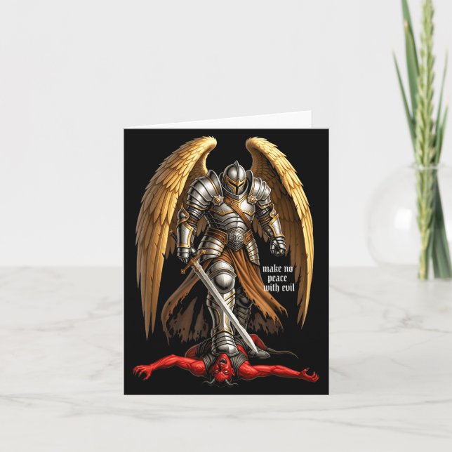 Archangel Michael Faith Design Make No Peace With  Card (Front)