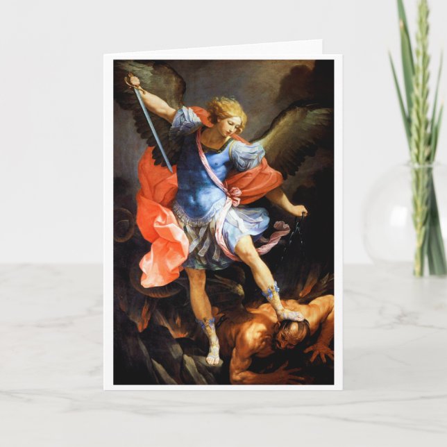 Archangel Michael tramples Satan, Guido Reni Card (Front)