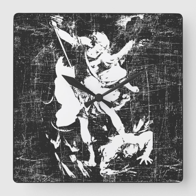 Archangel Michael Two-Tone  Square Wall Clock (Front)