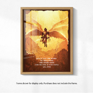 Archangel Michael with six wings Grunge Photo Print