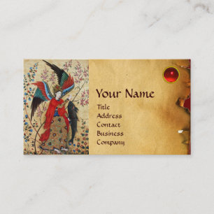 ARCHANGEL RAPHAEL AND FISH PARCHMENT MONOGRAM BUSINESS CARD