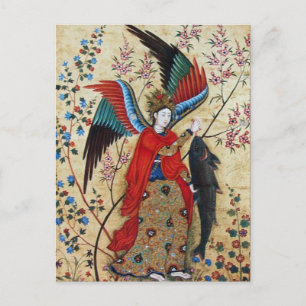 ARCHANGEL RAPHAEL AND FISH PARCHMENT POSTCARD