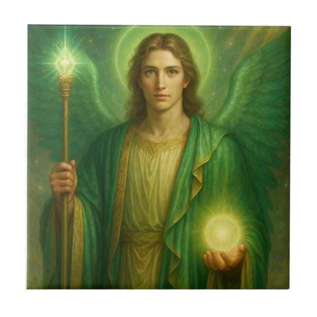 Archangel Raphael – Divine Healer of Light   Ceramic Tile (Front)