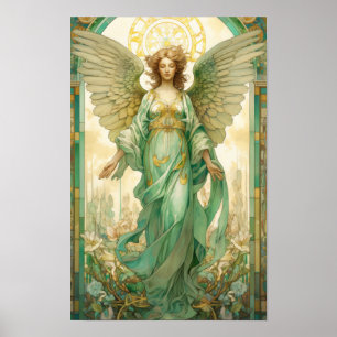 Archangel Raphael in Pastel Colours - Art Nouveau Poster