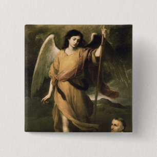 Archangel Raphael with Bishop Domonte 15 Cm Square Badge