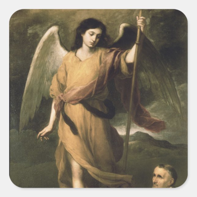 Archangel Raphael with Bishop Domonte Square Sticker (Front)