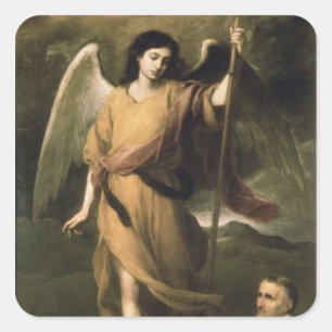Archangel Raphael with Bishop Domonte Square Sticker