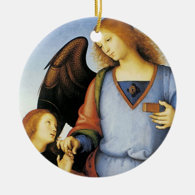 Archangel Raphael with Tobias Ceramic Ornament (Front)