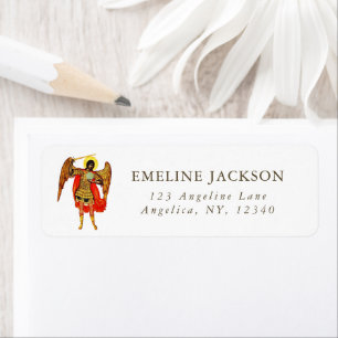 Archangel St Michael Fine Art Guardian Angel White Return Address Label