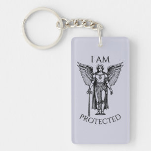 Archangel St Michael I Am Protected Keychain