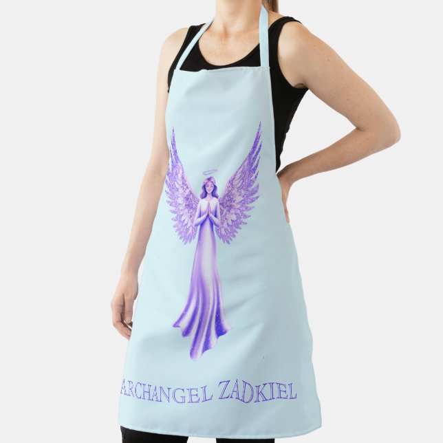 Archangel Zadkiel Purple And Aqua Apron (Insitu)