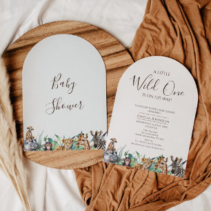Arched A little Wild One Safari Baby Shower  Invitation