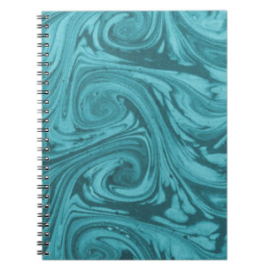 Arched and curved backdrop in tones of turquoise, notebook