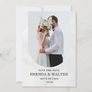 Arched Boho Modern Minimalist Photo Wedding  Invitation