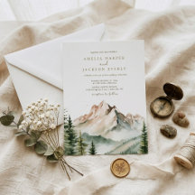 Arched Boho Watercolor Mountain Wedding