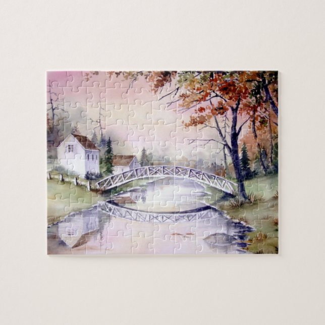 Arched Bridge Watercolor Painting Jigsaw Puzzle (Horizontal)