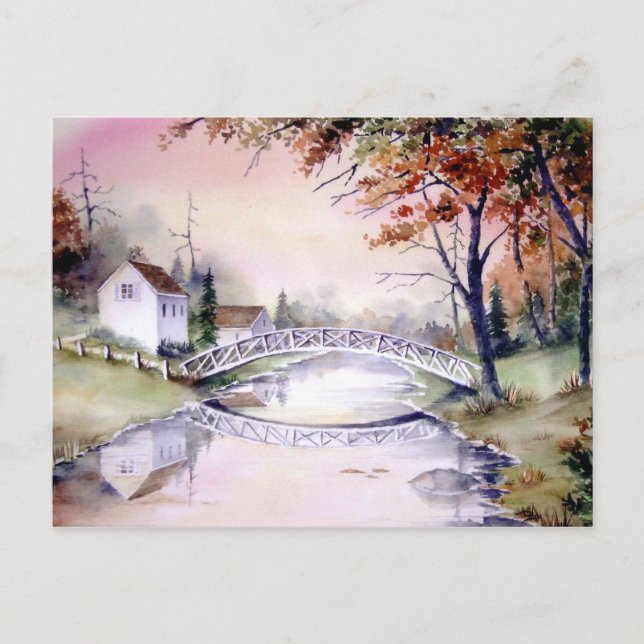 Arched Bridge Watercolor Painting Postcard (Front)